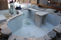 錦鯉 和風池,モダン和風池 施工,錦鯉池 左官