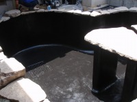 錦鯉 和風池,モダン和風池 施工,錦鯉池 池用塗料