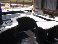 錦鯉 和風池,モダン和風池 施工,錦鯉池 池用塗料