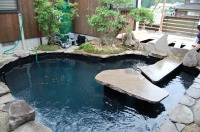 錦鯉 和風池,モダン和風池 施工,錦鯉池 池用塗料