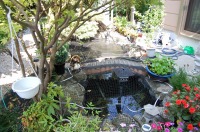 庭池 防水工事,庭池 FRP防水,池 水漏れ修理