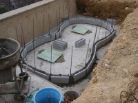 錦鯉 洋風池,錦鯉 和風池,コンクリート池 ブロック積み