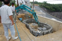 錦鯉 洋風池,錦鯉 和風池,コンクリート池 ブロック積み