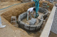 錦鯉 洋風池,錦鯉 和風池,コンクリート池 ブロック積み