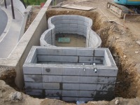 錦鯉 洋風池,錦鯉 和風池,コンクリート池 ブロック積み