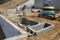 錦鯉 洋風池,錦鯉 和風池,コンクリート池 ブロック積み