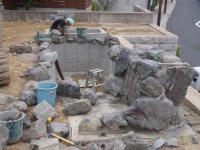 錦鯉 洋風池,錦鯉 和風池,コンクリート池 石組み