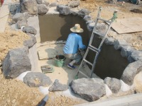 錦鯉 洋風池,錦鯉 和風池,コンクリート池 左官