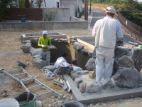 錦鯉 洋風池,錦鯉 和風池,コンクリート池 左官