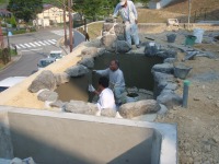 錦鯉 洋風池,錦鯉 和風池,コンクリート池 左官