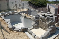 錦鯉 洋風池,錦鯉 和風池,コンクリート池 左官