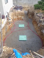 錦鯉 和風池,庭池 施工,和風鑑賞池 ブロック積み