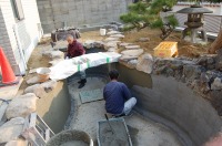 錦鯉 和風池,庭池 施工,和風鑑賞池 左官