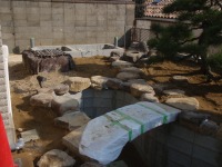 錦鯉 和風池,庭池 施工,和風鑑賞池 石組み