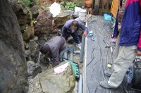 池 リフォーム,池 改修,庭池 集水ピット