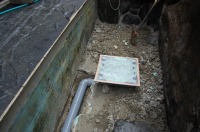 池 リフォーム,池 改修,庭池 低水配管