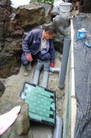 池 リフォーム,池 改修,庭池 集水ピット