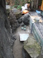 池 リフォーム,池 改修,庭池 沈殿槽