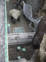 池 リフォーム,池 改修,庭池 沈殿槽