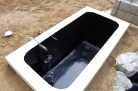 錦鯉 和風池,モダン和風池 施工,錦鯉池 沈殿槽