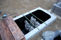 錦鯉 和風池,モダン和風池 施工,錦鯉池 カキガラ