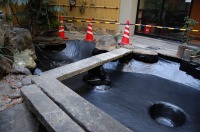 庭池 防水工事,庭池 FRP防水,池 水漏れ修理