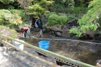 庭池 防水工事,庭池 FRP防水,池 水漏れ修理