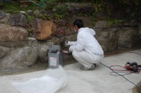 庭池 防水工事,庭池 FRP防水,池 水漏れ修理