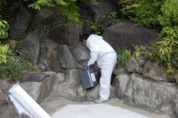 庭池 防水工事,庭池 FRP防水,池 水漏れ修理