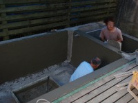 コンクリート池 錦鯉,池作り 業者,錦鯉池 左官工事