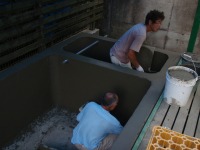 コンクリート池 錦鯉,池作り 業者,錦鯉池 モルタル塗り