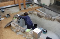 錦鯉 造園,庭池 錦鯉,造園 池,錦鯉池 池用塗料塗り