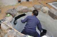 錦鯉 造園,庭池 錦鯉,造園 池,錦鯉池 池用塗料塗り