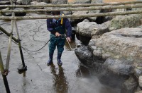 錦鯉 和風池,業者 和風鑑賞池,庭池 高圧水洗い