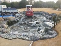 錦鯉 和風池,業者 和風鑑賞池,庭池 解体