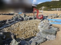 錦鯉 和風池,業者 和風鑑賞池,庭池 解体