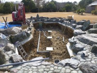 錦鯉 和風池,業者 和風鑑賞池,庭池 底水配管