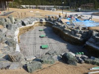 錦鯉 和風池,業者 和風鑑賞池,庭池 底水配管