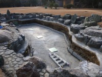 錦鯉 和風池,業者 和風鑑賞池,庭池 ブロック積み