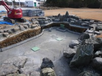 錦鯉 和風池,業者 和風鑑賞池,庭池 ブロック積み