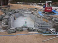 錦鯉 和風池,業者 和風鑑賞池,庭池 ブロック積み