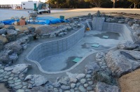 錦鯉 和風池,業者 和風鑑賞池,庭池 ブロック積み