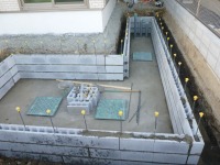 錦鯉 和風池,業者 和風鑑賞池,庭池 ブロック積み