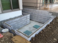 錦鯉 和風池,業者 和風鑑賞池,庭池 ブロック積み