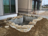 錦鯉 和風池,業者 和風鑑賞池,庭池 石組み