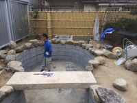 錦鯉 造園,庭池 錦鯉,造園 池,錦鯉池 ブロック