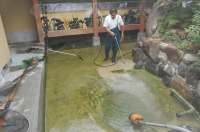 庭池 防水工事,庭池 FRP防水,池 水漏れ修理