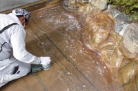 庭池 防水工事,庭池 FRP防水,池 水漏れ修理