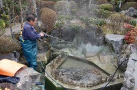 庭池 防水工事,庭池 FRP防水,池 水漏れ修理