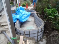 錦鯉 和風池,庭池 ブロック積み